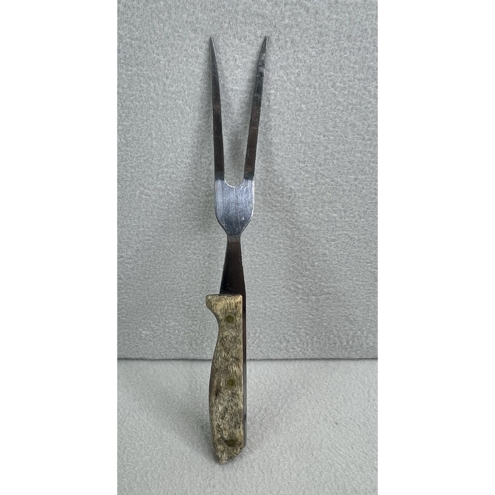 VTG Wm A Rogers Meat Carving Fork Wood Handle Japan Kitchen Serving Utensil